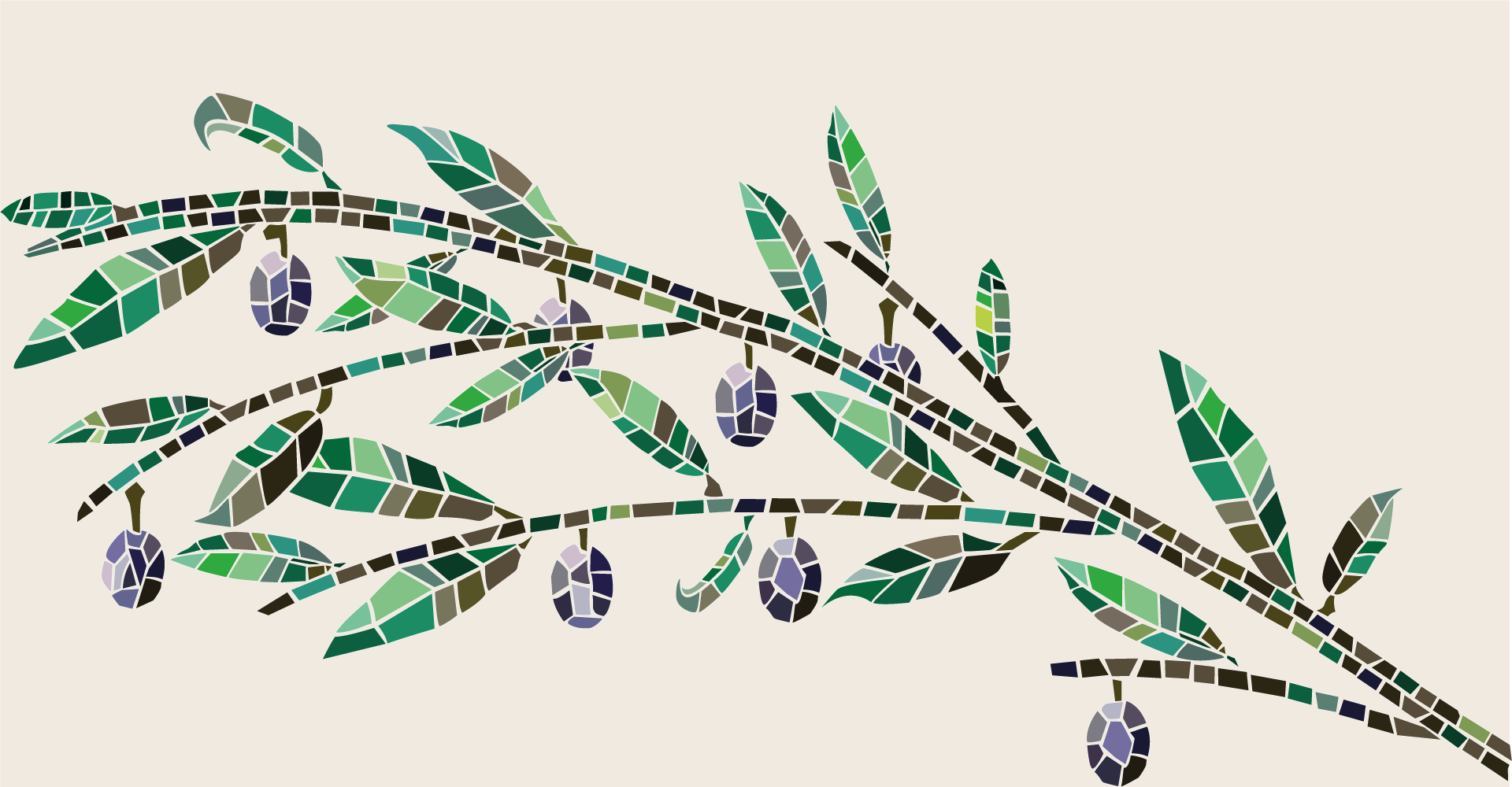 Mosaikartiger Olivenbaumzweig